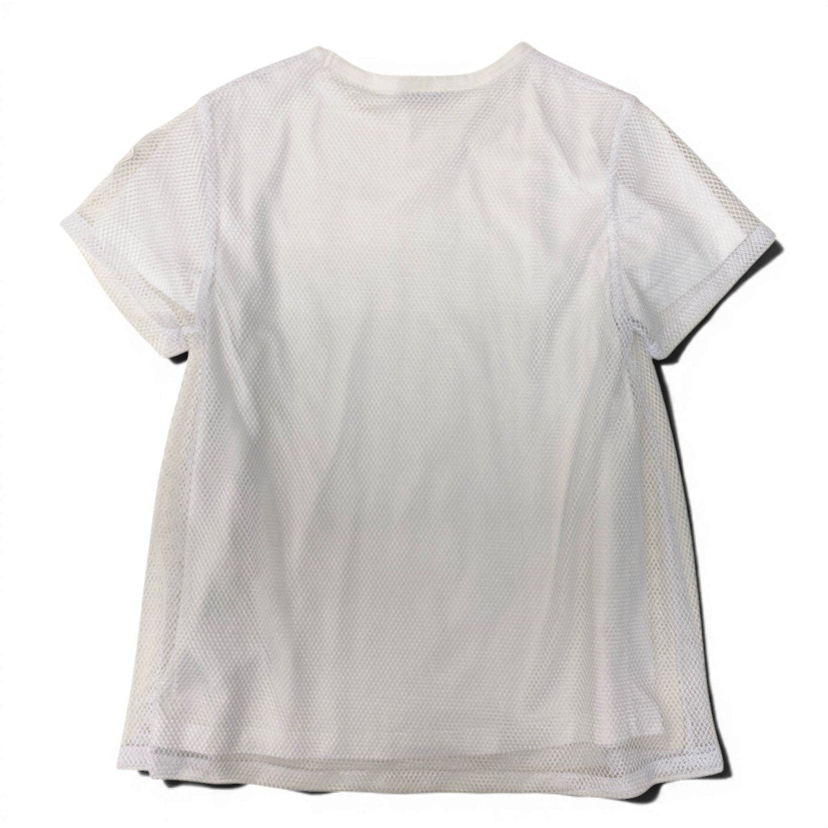 MONCLER モンクレール メッシュTシャツ ロゴワッペン レイヤードカットソー ホワイト ポリエステル カットソー レディース AB