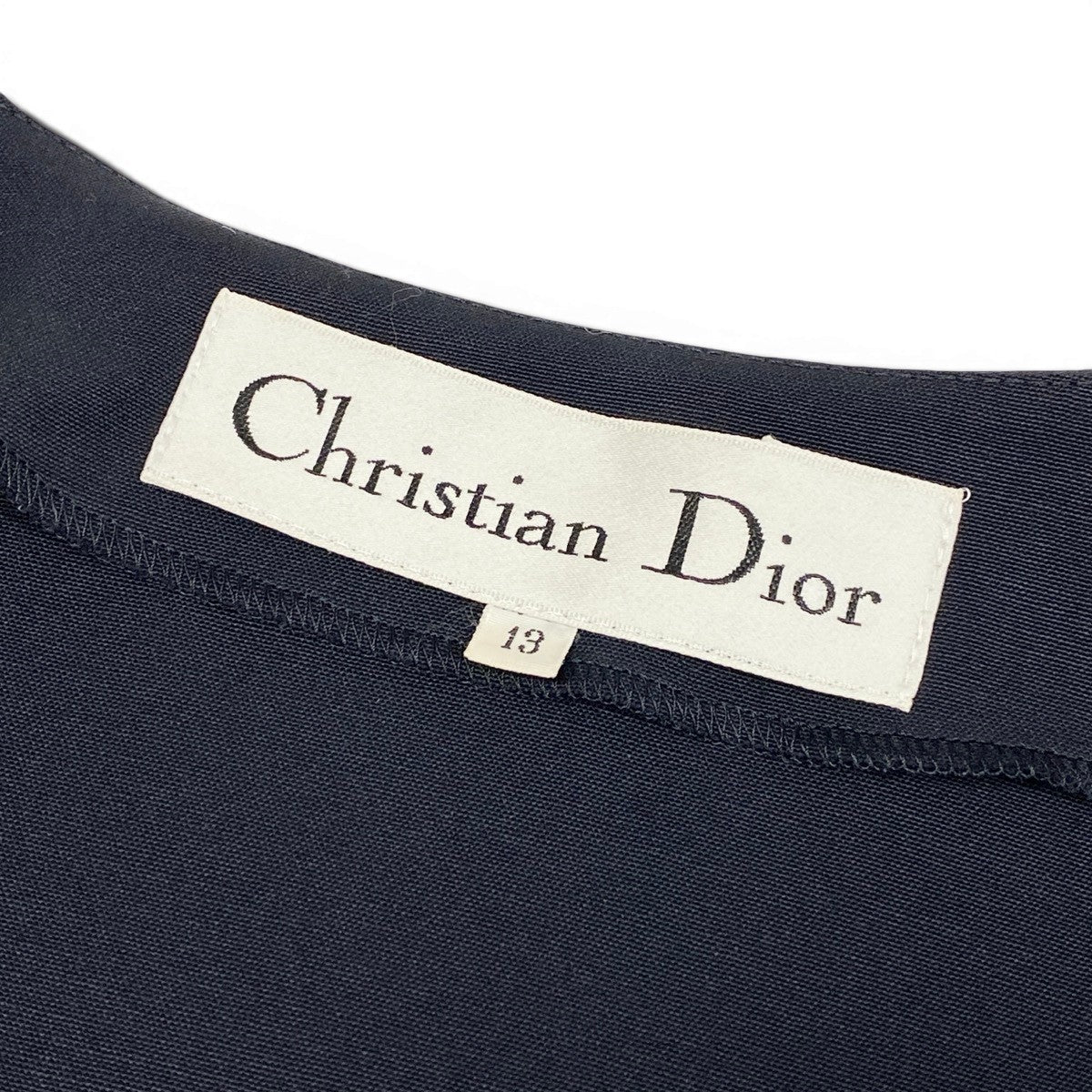 Christian Dior クリスチャンディオール スカートスーツ ノーカラージャケット フレアスカート ネイビー ウール セットアップ レディース AB