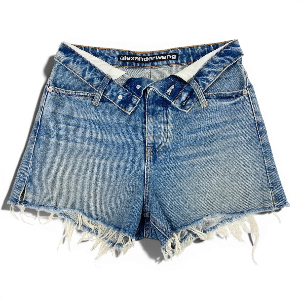 Alexander Wang アレキサンダーワン デニムショートパンツ 折り返しデザイン ブルー インディゴ コットン ショートパンツ レディース ABP