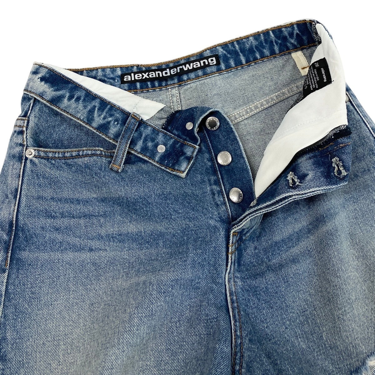 Alexander Wang アレキサンダーワン デニムショートパンツ 折り返しデザイン ブルー インディゴ コットン ショートパンツ レディース ABP