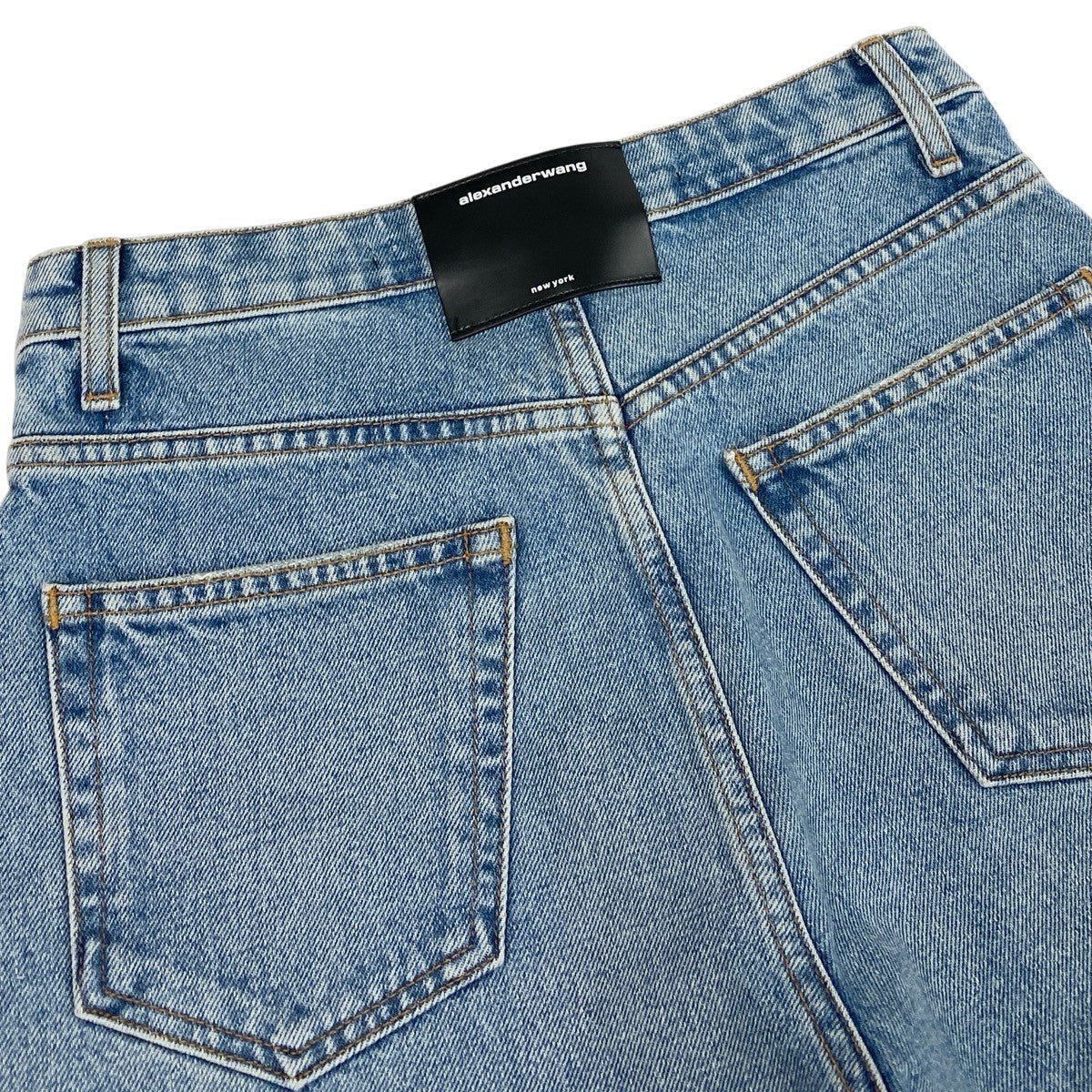 Alexander Wang アレキサンダーワン デニムショートパンツ 折り返しデザイン ブルー インディゴ コットン ショートパンツ レディース ABP