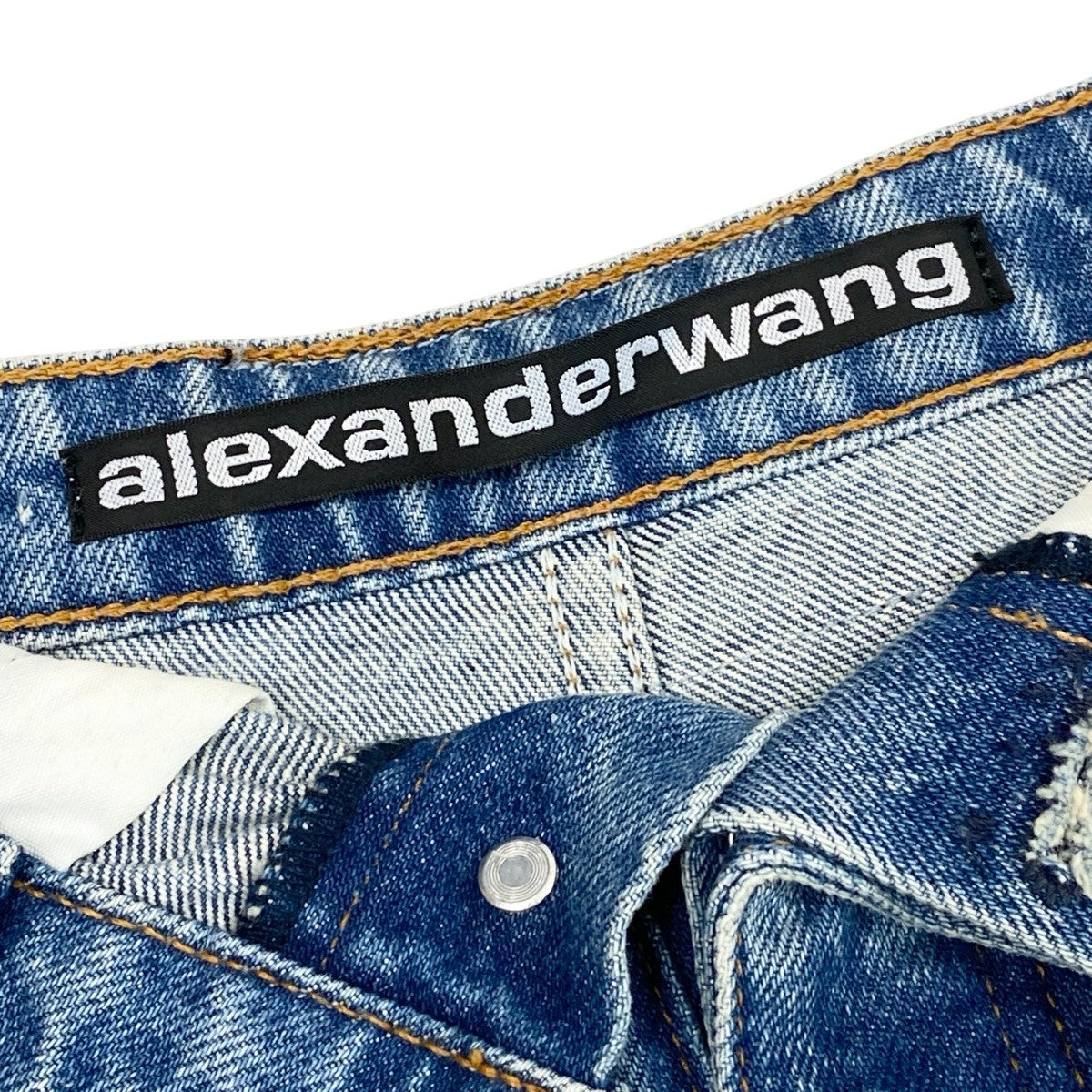 Alexander Wang アレキサンダーワン デニムショートパンツ 折り返しデザイン ブルー インディゴ コットン ショートパンツ レディース ABP