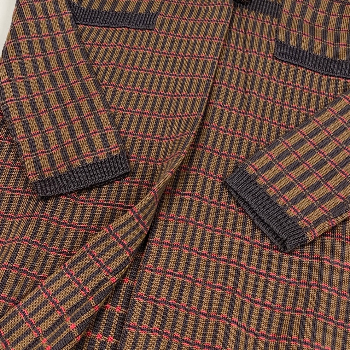 PRADA プラダ 2012AW ニットドレス チェック柄 ブラウン マルチカラー シルク ワンピース レディース ABP