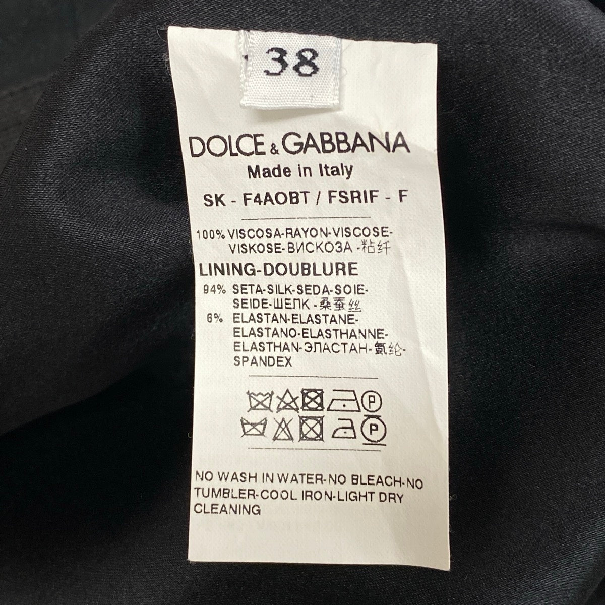 DOLCE&GABBANA ドルチェアンドガッバーナ フラワープリント ミディ丈 ブラック マルチカラー シルク スカート レディース A