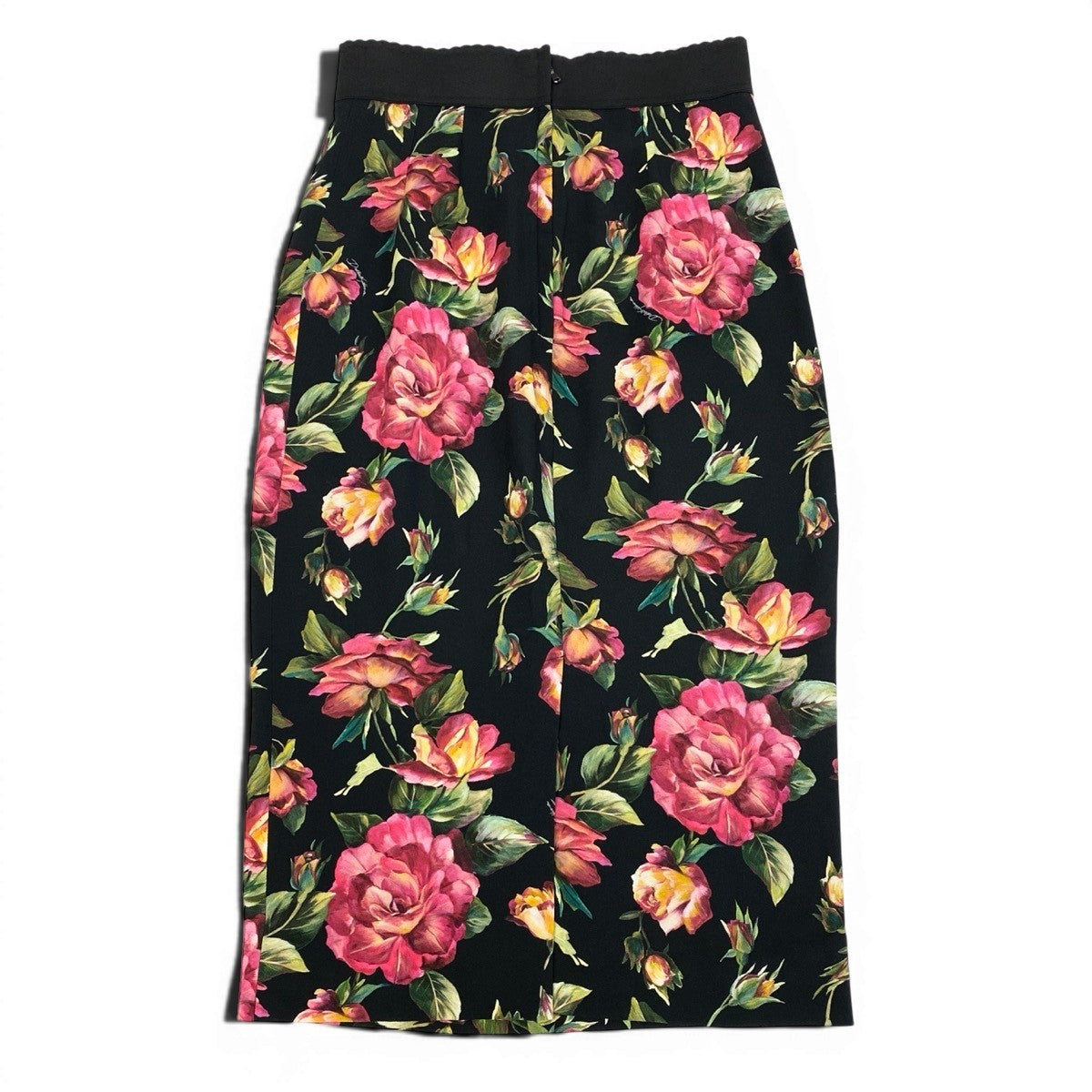 DOLCE&GABBANA ドルチェアンドガッバーナ フラワープリント ミディ丈 ブラック マルチカラー シルク スカート レディース A