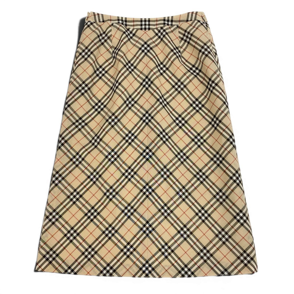 BURBERRY BLUE LABEL バーバリーブルーレーベル ノバチェック ミディアム丈 ベージュ ポリエステル / ウール 台形スカート レディース B