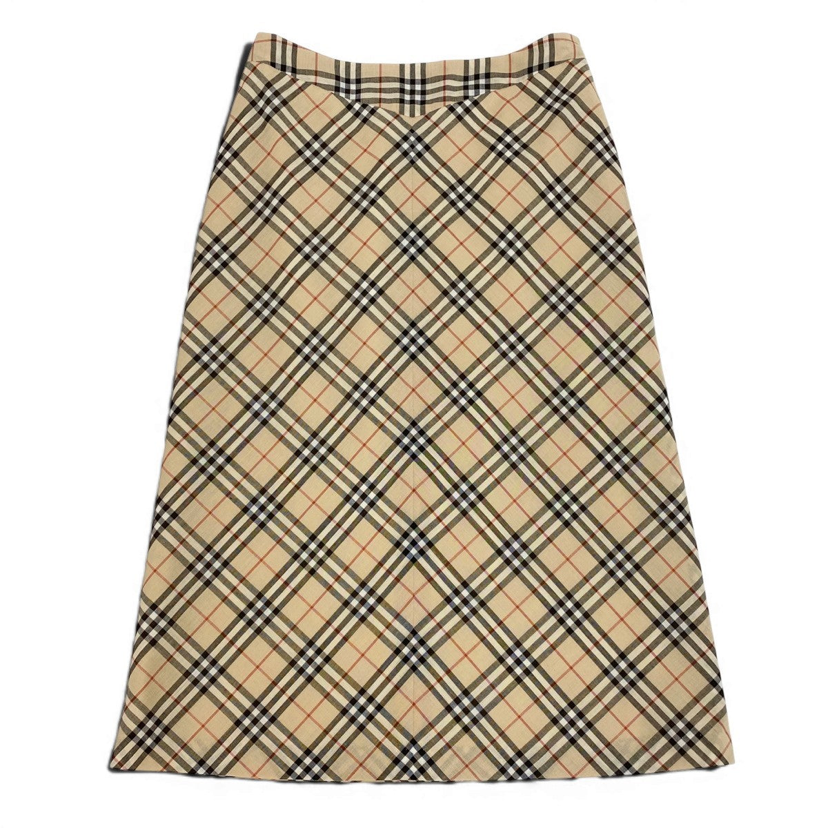 BURBERRY BLUE LABEL バーバリーブルーレーベル ノバチェック ミディアム丈 ベージュ ポリエステル / ウール 台形スカート レディース B