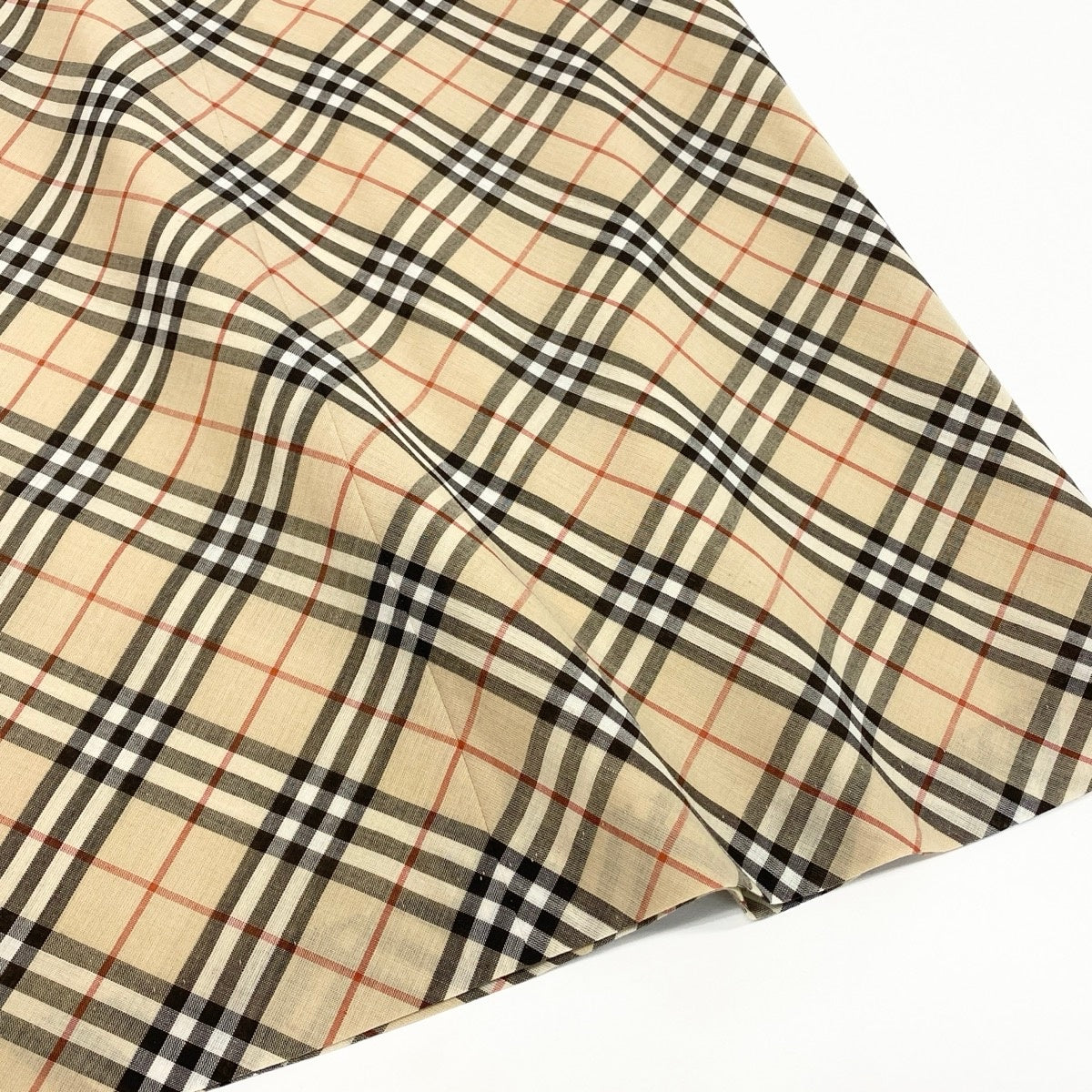 BURBERRY BLUE LABEL バーバリーブルーレーベル ノバチェック ミディアム丈 ベージュ ポリエステル / ウール 台形スカート レディース B