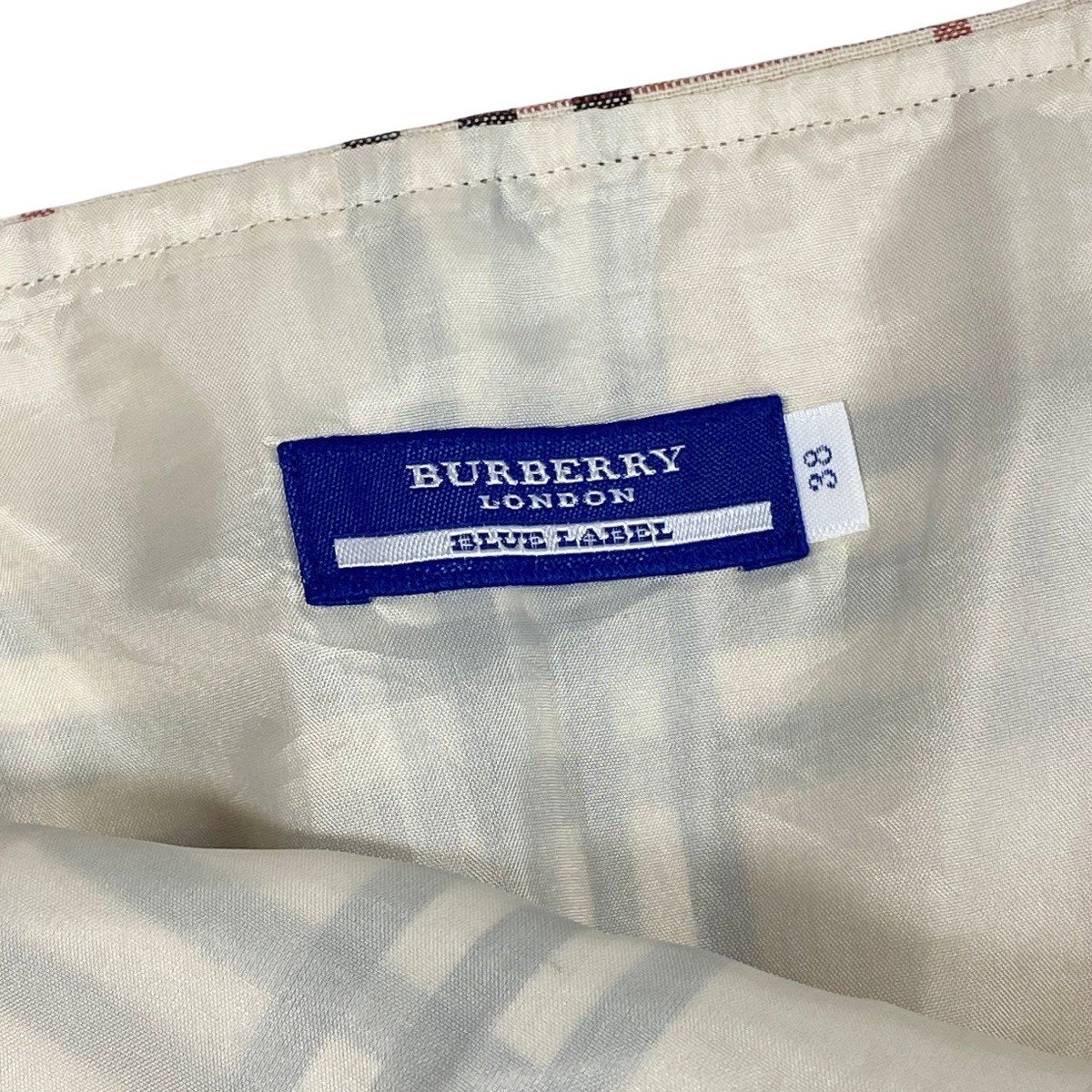 BURBERRY BLUE LABEL バーバリーブルーレーベル ノバチェック 裾フリル 膝丈 リネンブレンド ベージュ 麻・リネン / ポリエステル / ヘンプ スカート レディース AB