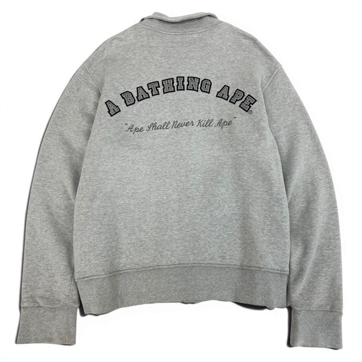 A BATHING APE アベイシングエイプ NIGO期 00's スウェットスタジャン エイプヘッド ワッペンロゴ グレー コットン スタジャン メンズ B
