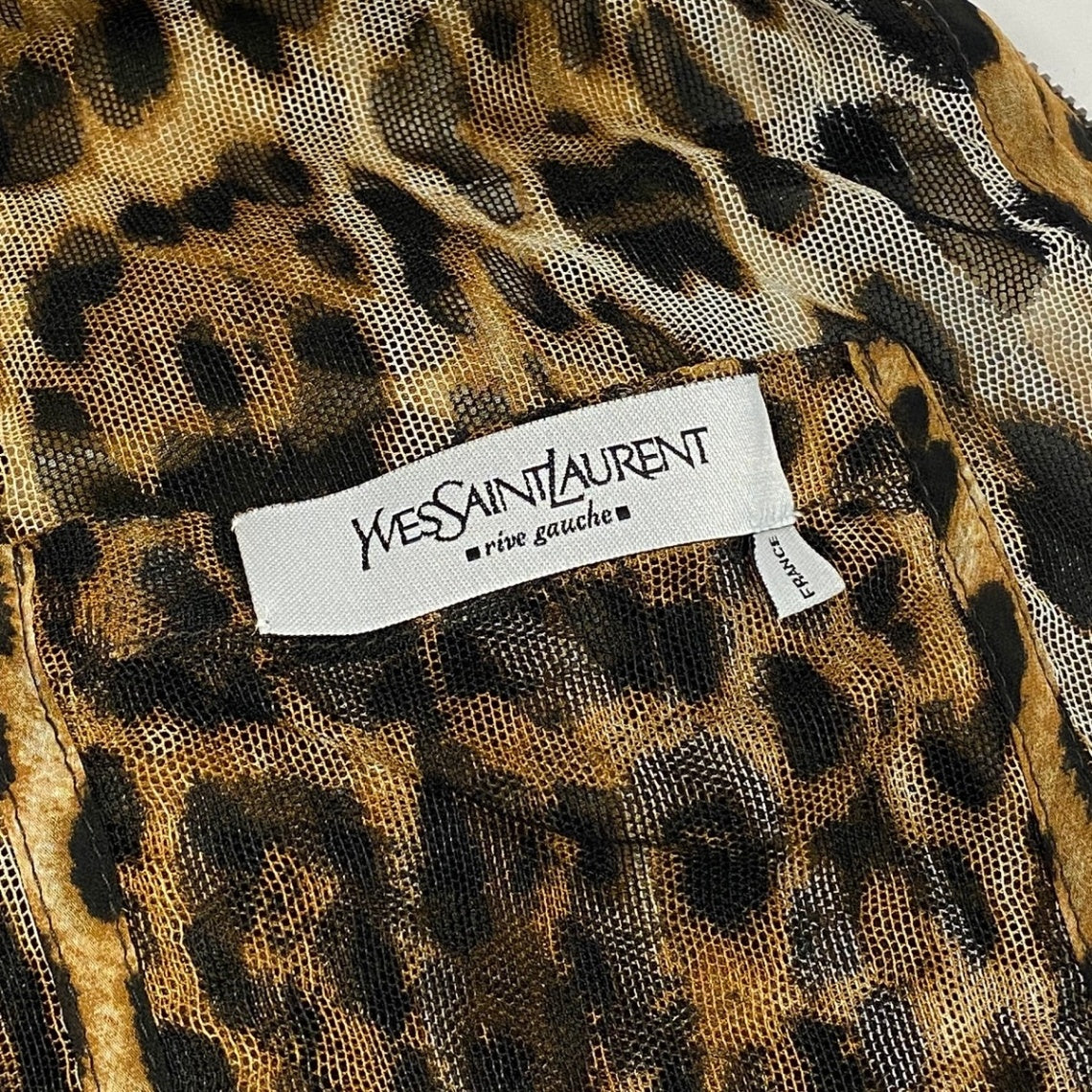 YVES SAINT LAURENT イヴ サンローラン 2002年 トムフォード期 モンバサコレクション レオパード フーディー ブラウン ブラック シルク パーカー レディース ABP
