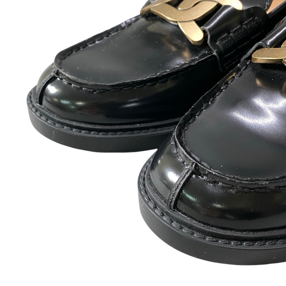 TOD’S トッズ ケイト レザー チェーンモチーフ ブラック レザー ローファー レディース SA