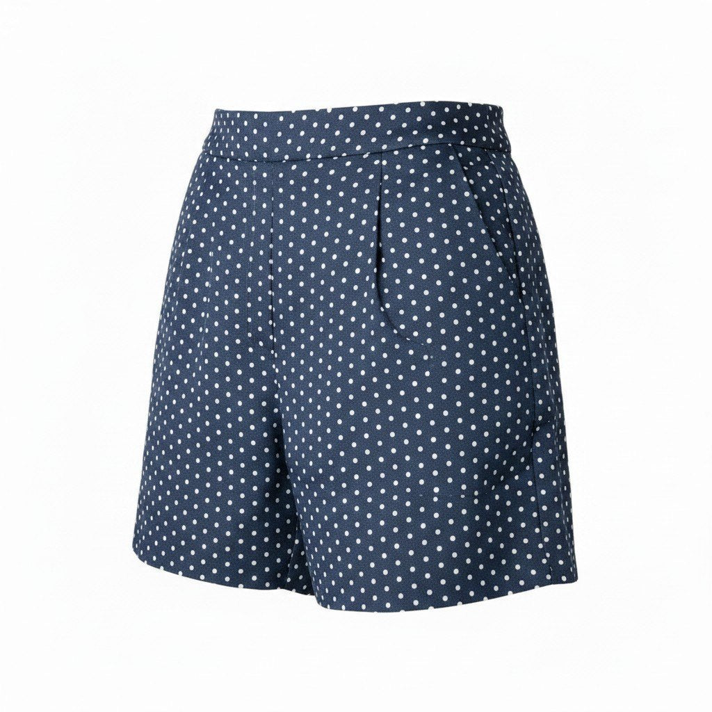 Christian Dior クリスチャンディオール ドット柄 ネイビー コットン / シルク 141P62A763 ショートパンツ レディース SA