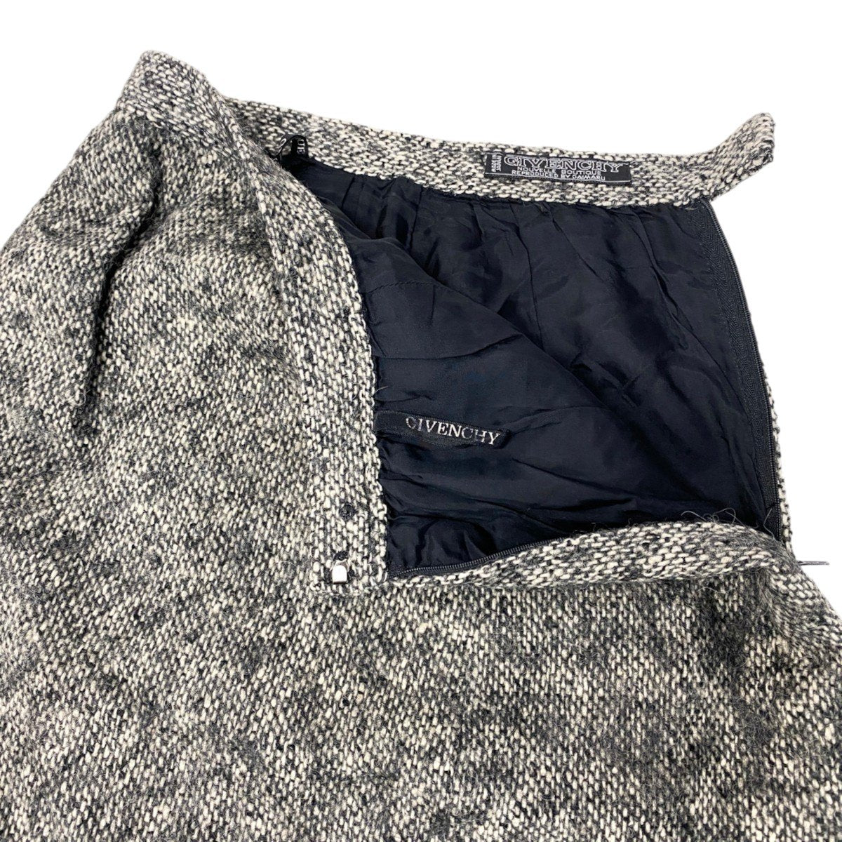 GIVENCHY ジバンシィ ベロア切替ツイードセットアップ ジャケット スカート ブラック アイボリー ウール / レーヨン セットアップ レディース B