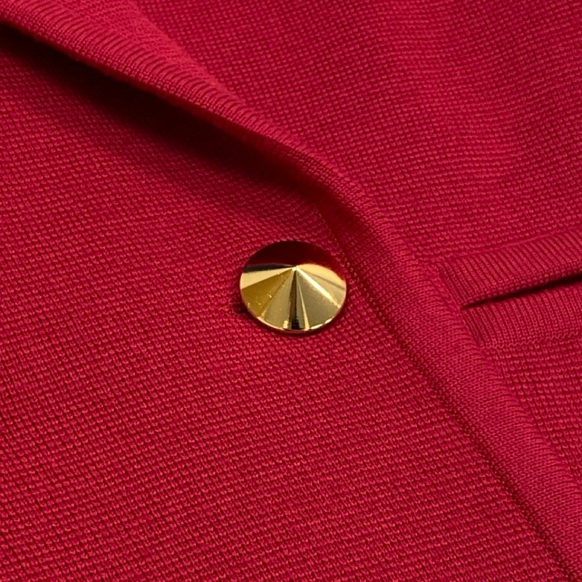 YVES SAINT LAURENT イヴ サンローラン スカート テーラードジャケット 金ボタン ダブルニットジャケット フォーマル レッド ウール STF0A597 セットアップ レディース AB