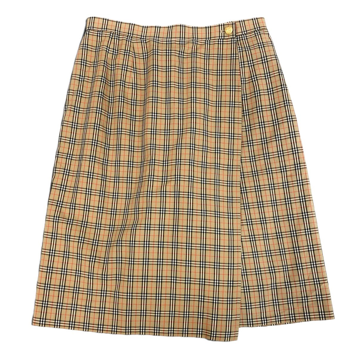 Burberrys バーバリーズ ノバチェック 金ボタン チェックパンツ スカパン ブラウン コットン FQA17-041 ハーフパンツ レディース AB