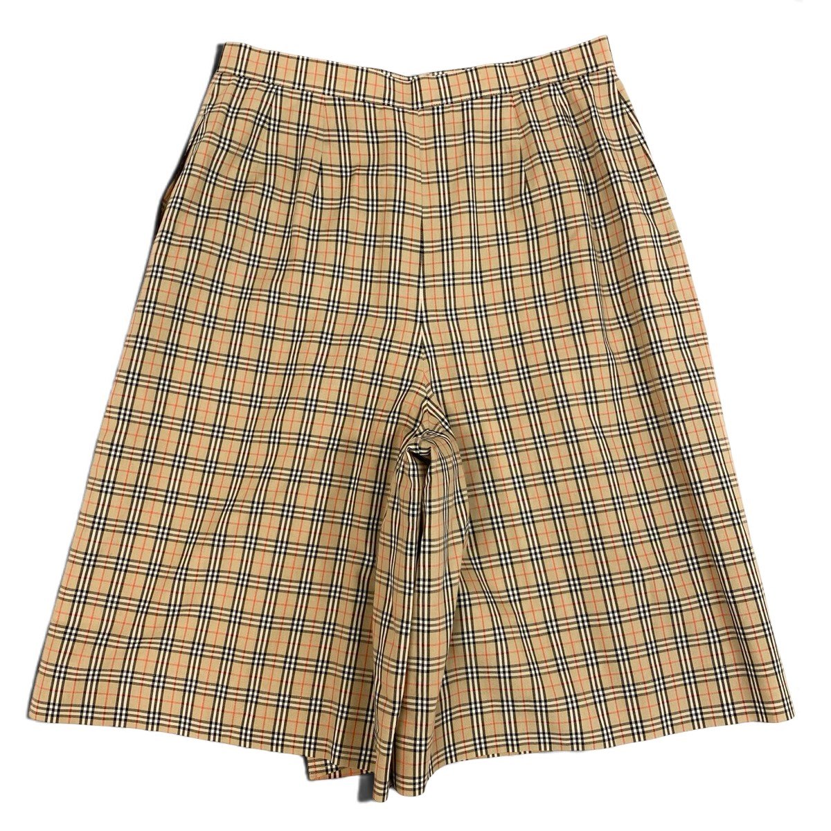Burberrys バーバリーズ ノバチェック 金ボタン チェックパンツ スカパン ブラウン コットン FQA17-041 ハーフパンツ レディース AB