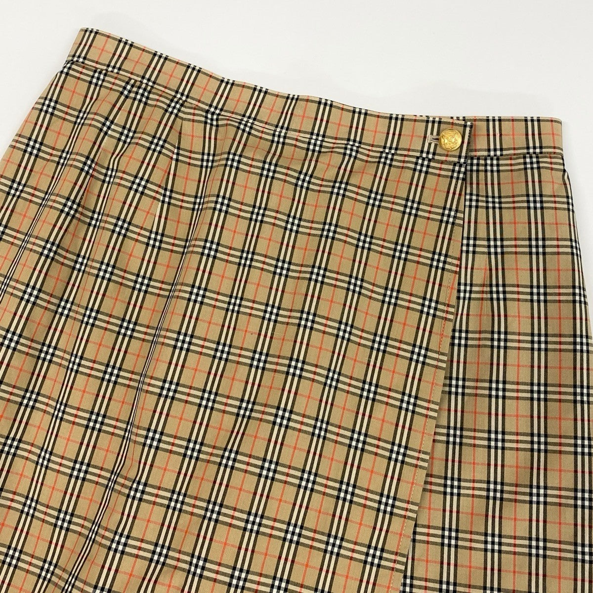 Burberrys バーバリーズ ノバチェック 金ボタン チェックパンツ スカパン ブラウン コットン FQA17-041 ハーフパンツ レディース AB
