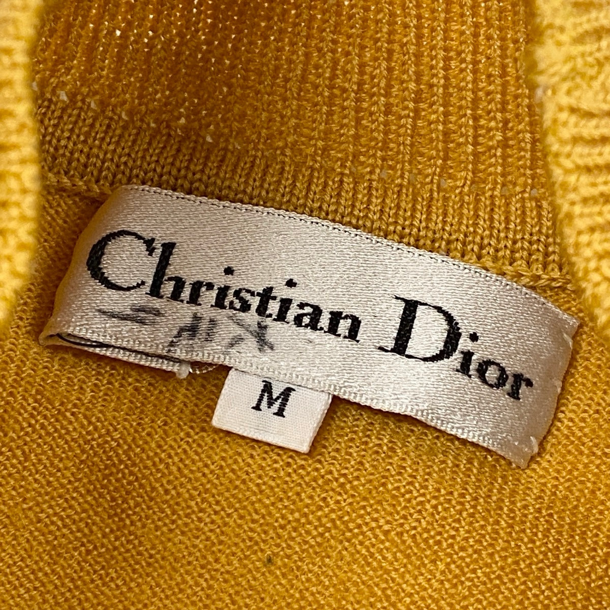 Christian Dior クリスチャンディオール モックネック 長袖ニット CDロゴ刺繍 イエロー ウール KW3T14022 ニット レディース B