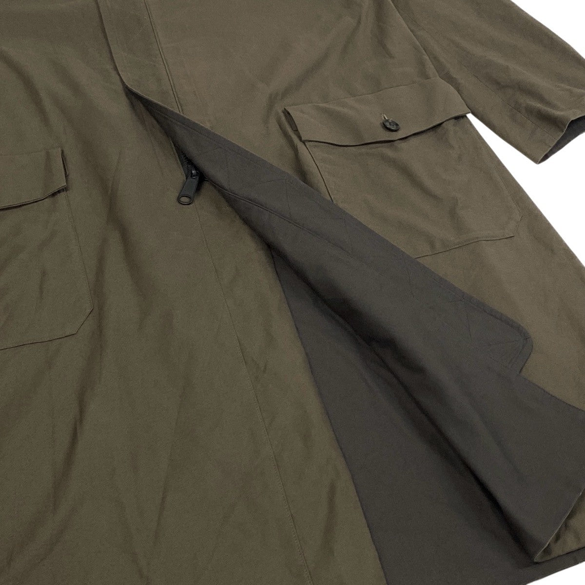 Y's ワイズ Y's BANG ON! YOHJI YAMAMOTO ジップアップコート リバーシブル フード付き 2way カーキ コットン YA-C90-802 ロングコート メンズ AB