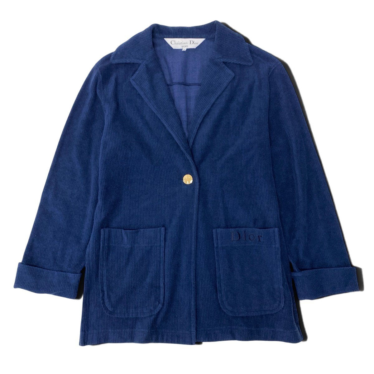 Christian Dior クリスチャンディオール Christian Dior SPORT リブパイル CDロゴ 金ボタン ネイビー コットン / ナイロン チェスターコート レディース AB