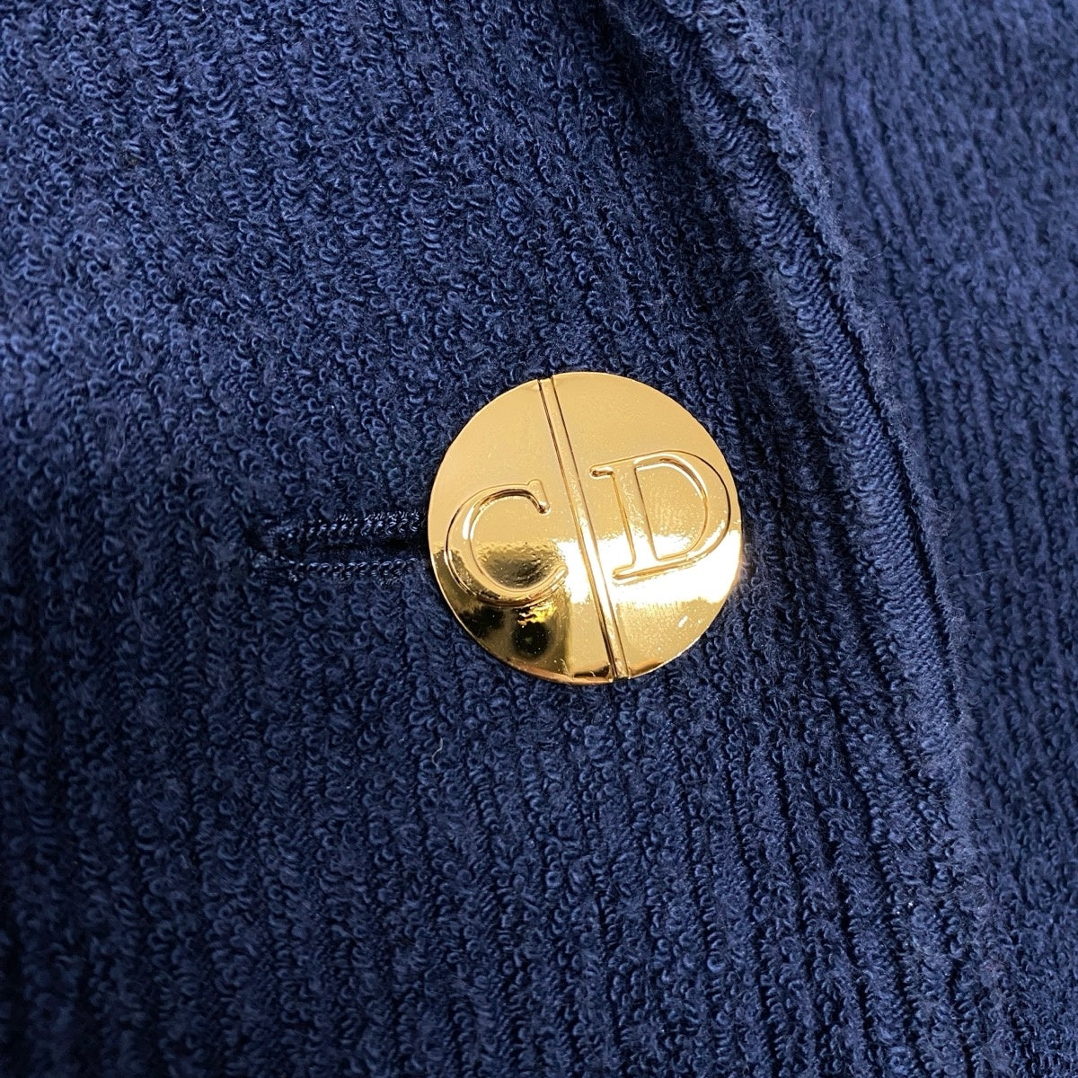 Christian Dior クリスチャンディオール Christian Dior SPORT リブパイル CDロゴ 金ボタン ネイビー コットン / ナイロン チェスターコート レディース AB