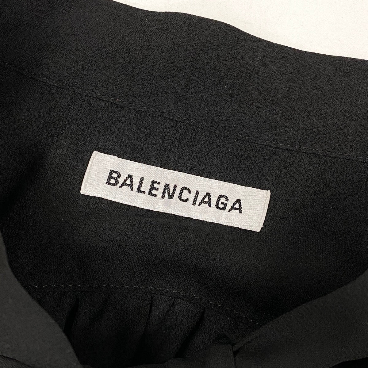 BALENCIAGA バレンシアガ ボウタイブラウス シフォンブラウス リボン 袖レイヤード 長袖 ブラック ポリエステル 605713 ブラウス レディース AB