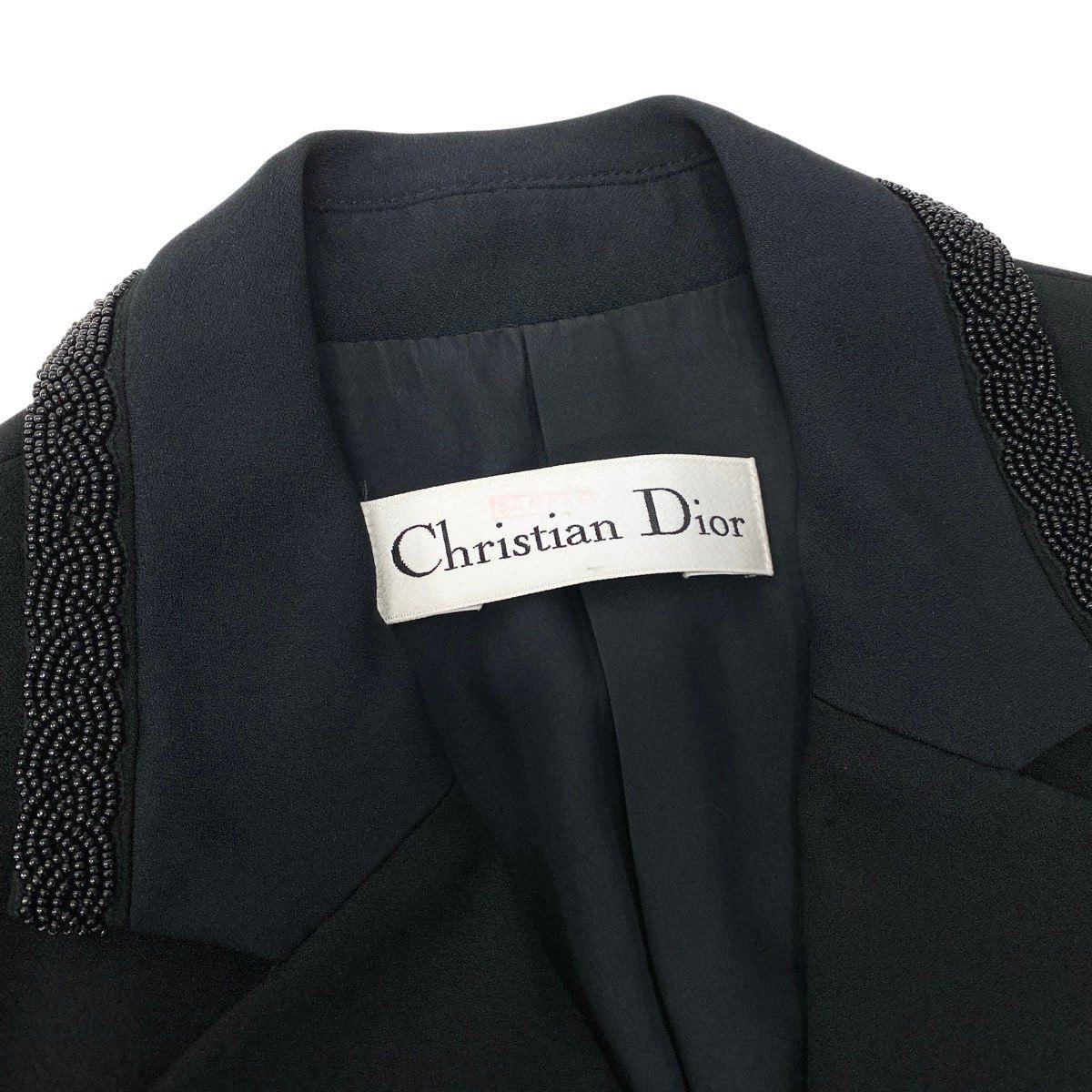 Christian Dior クリスチャンディオール ビーズ装飾 ブラック レーヨン / ポリエステル / アセテート テーラードジャケット レディース B