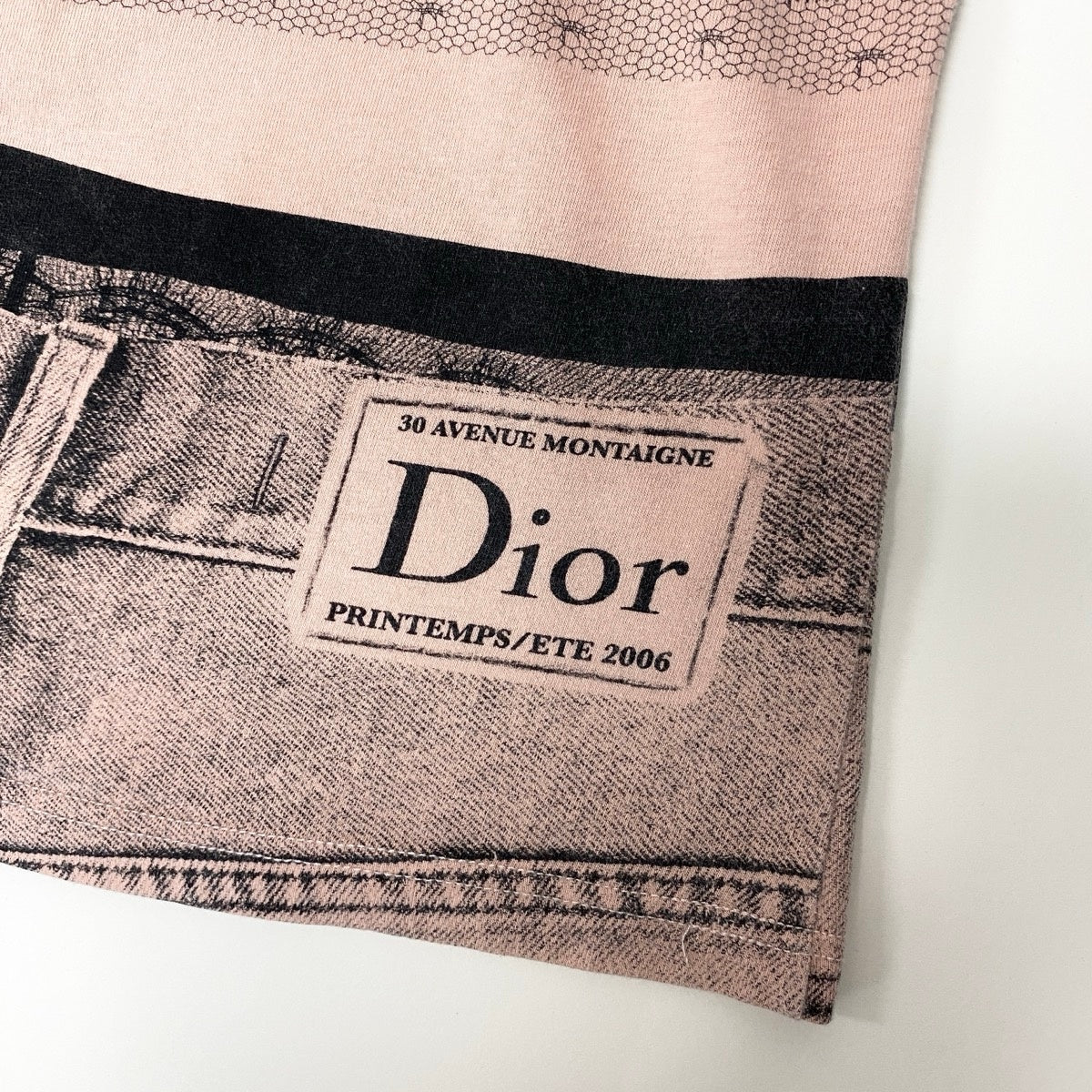 Christian Dior クリスチャンディオール 2006年 ガリアーノ期 トロンプ・ルイユプリント レース柄 コルセット オレンジ ブラック コットン 6E16155202 カットソー レディース B