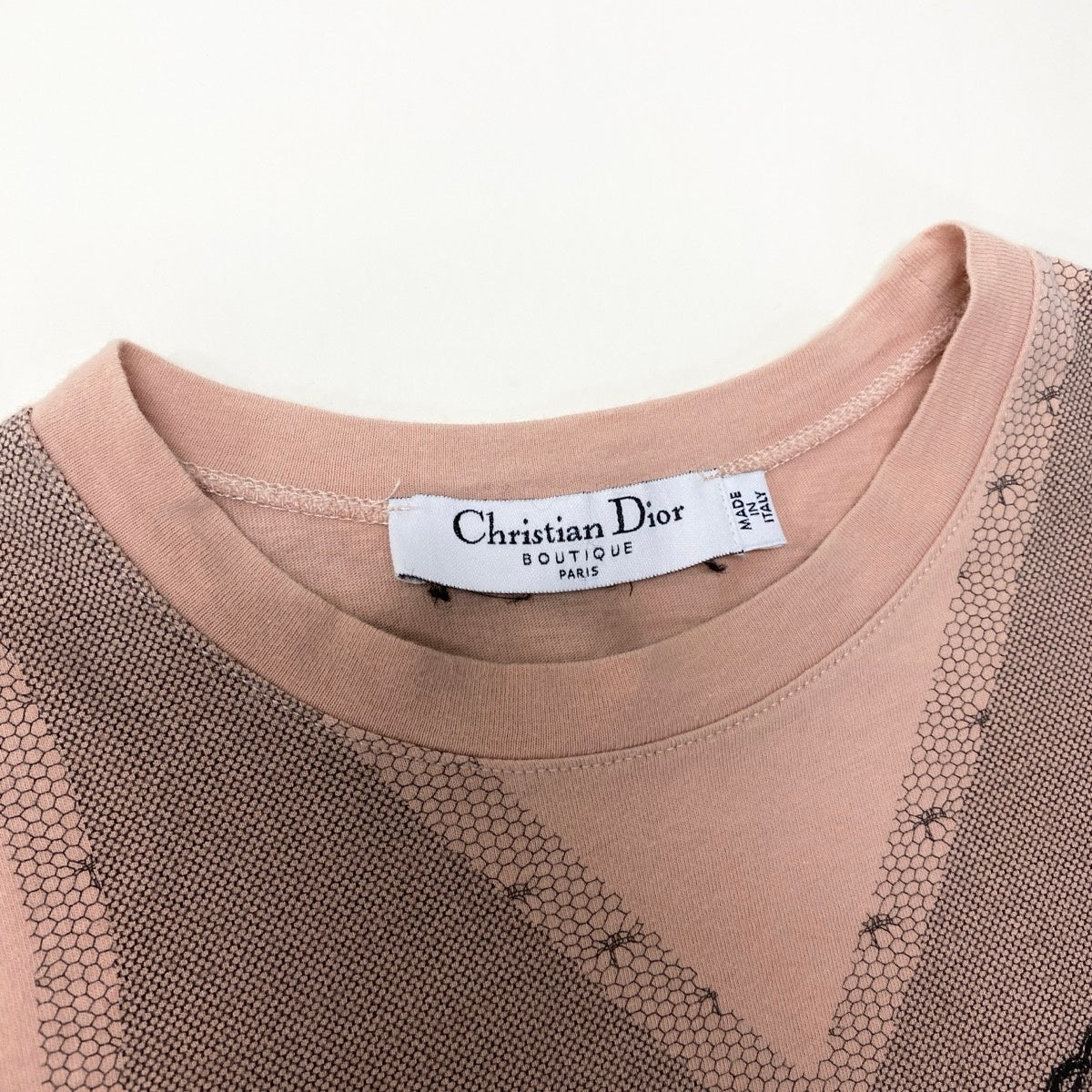 Christian Dior クリスチャンディオール 2006年 ガリアーノ期 トロンプ・ルイユプリント レース柄 コルセット オレンジ ブラック コットン 6E16155202 カットソー レディース B