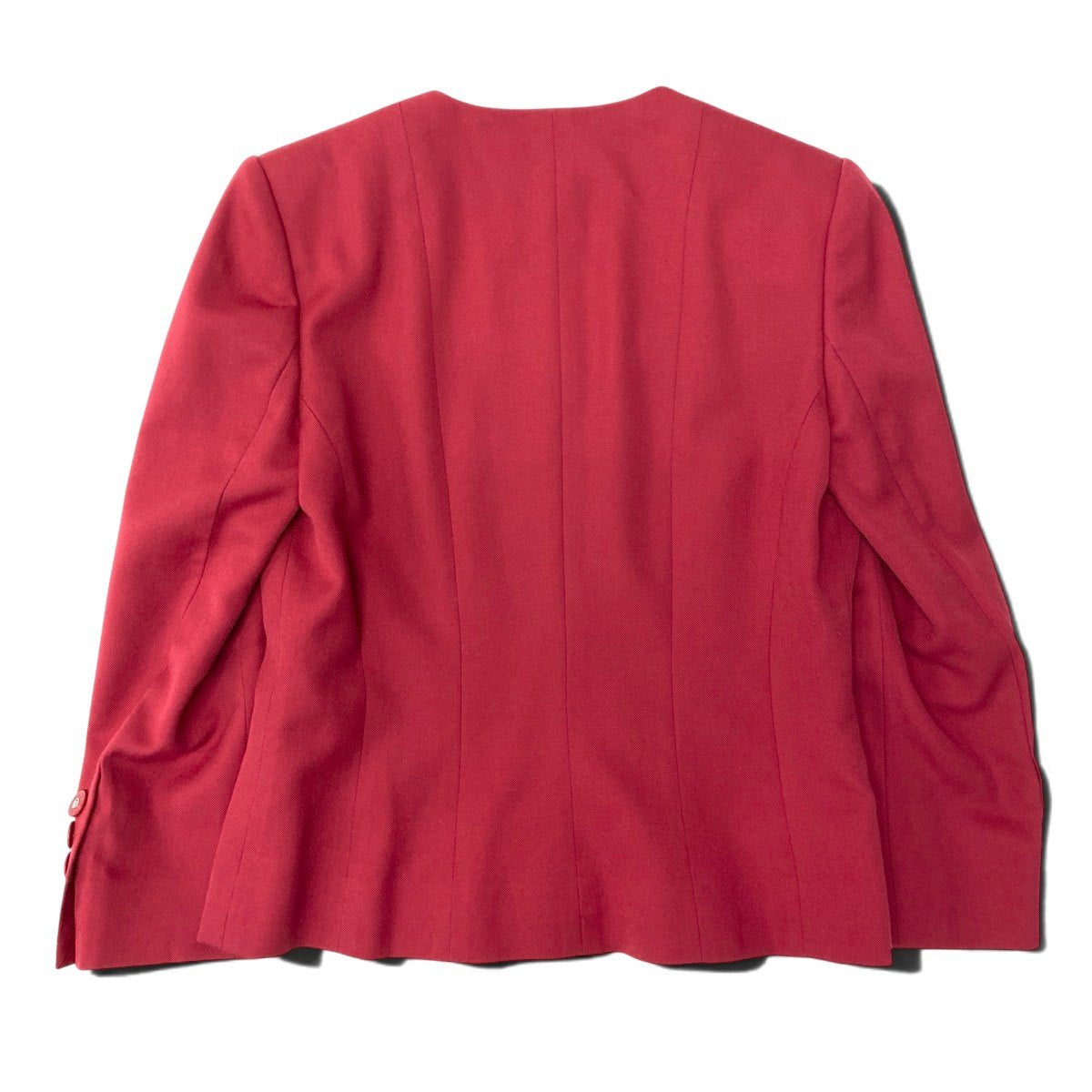 GIVENCHY ジバンシィ ロゴボタン レッド ウール ノーカラージャケット レディース AB