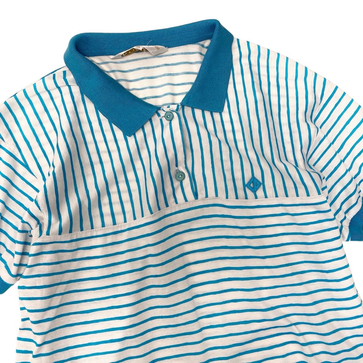 Christian Dior クリスチャンディオール Christian Dior SPORT CDロゴ ブルー ホワイト コットン ポロシャツ レディース B
