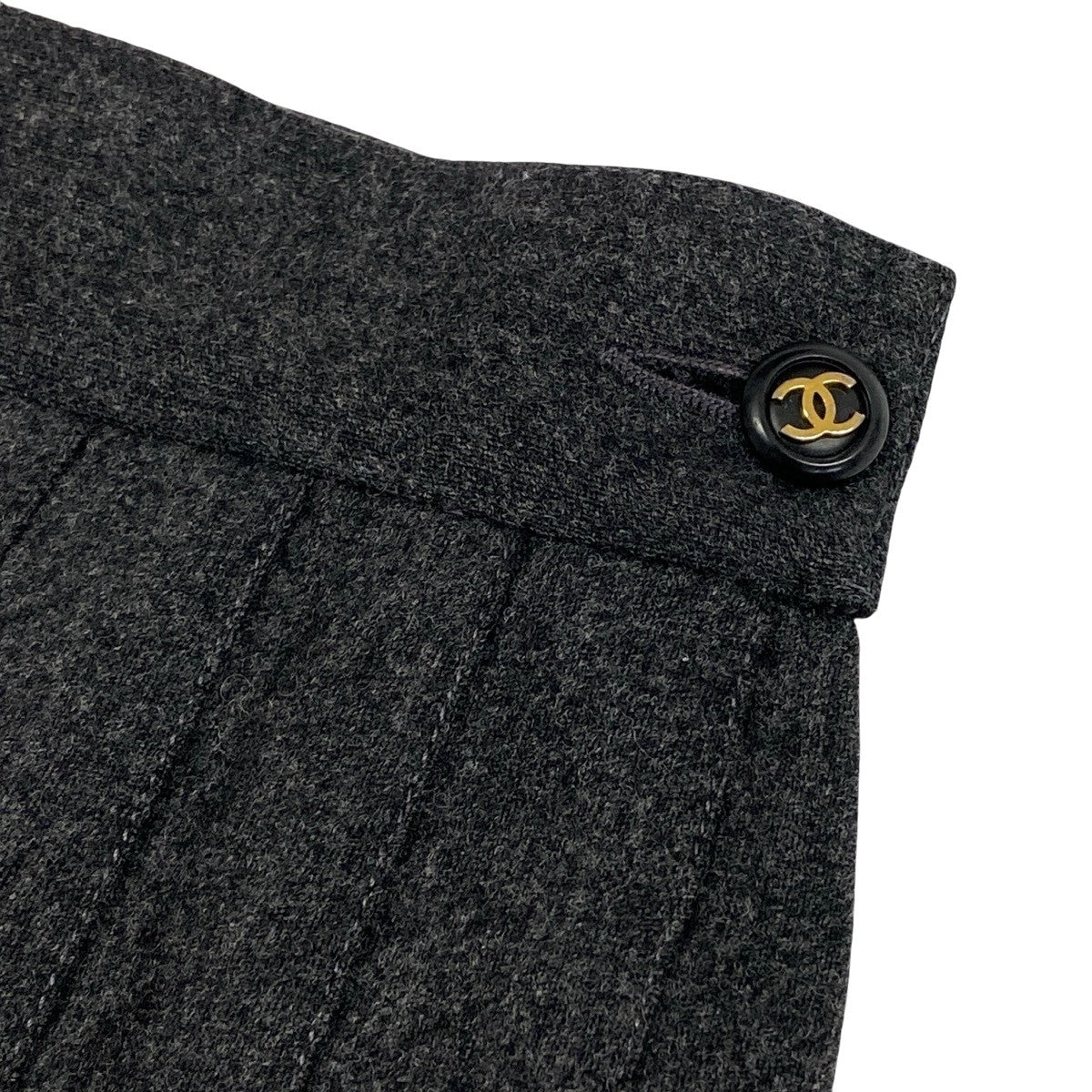 CHANEL シャネル 1994AW プリーツスカート グレー ウール ミニスカート レディース ABP