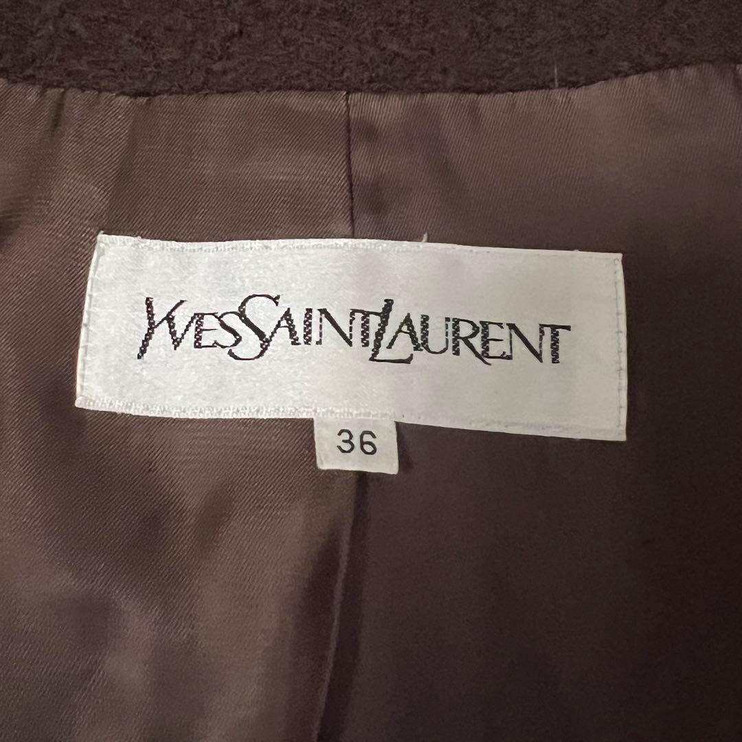YVES SAINT LAURENT イヴ サンローラン ヴィンテージ ブラウン ウール / ナイロン / フェイクファー その他アウター レディース AB