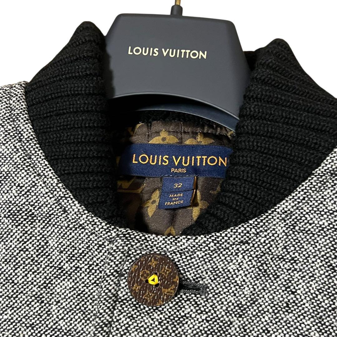 LOUIS VUITTON Monogram Cropped Grey Wool / Nylon / Silk Blouson Women's A