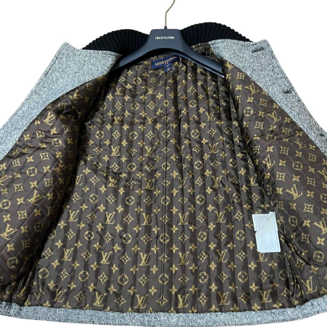 LOUIS VUITTON Monogram Cropped Grey Wool / Nylon / Silk Blouson Women's A