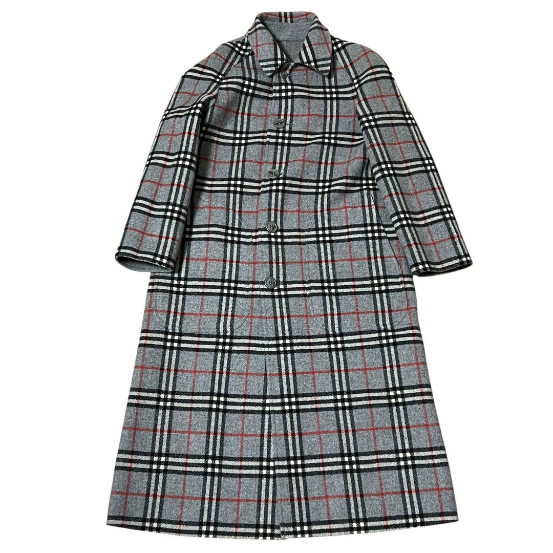 Burberry's Vintage Nova Check Reversible C-TK Tag Grey Wool Balmacaan Coat Men's AB