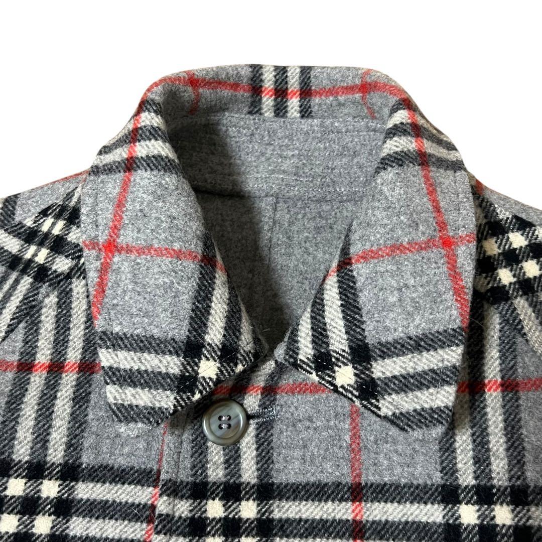 Burberry's Vintage Nova Check Reversible C-TK Tag Grey Wool Balmacaan Coat Men's AB
