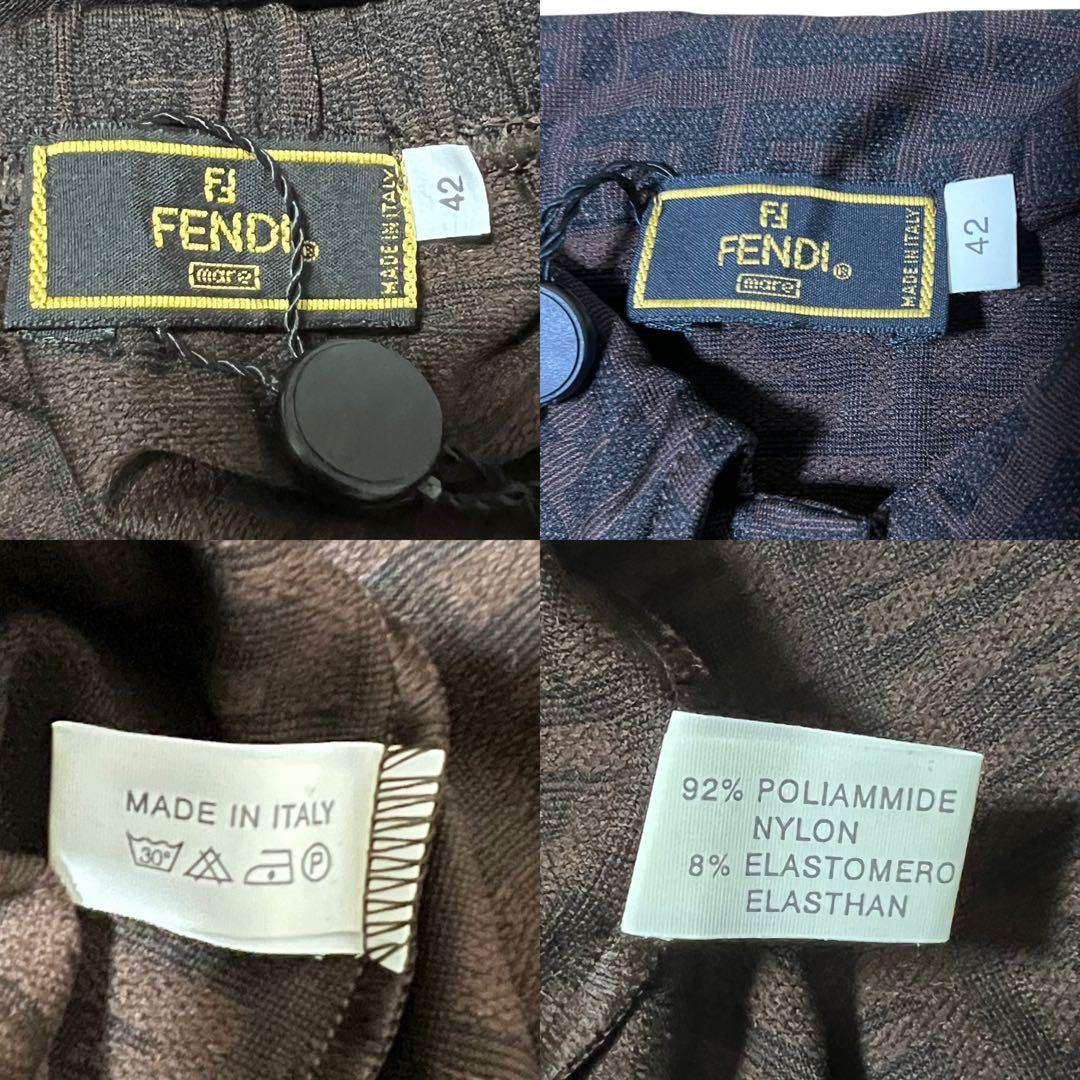 FENDI Vintage Zucchino Brown Nylon Setup Top Skirt Women's ABP