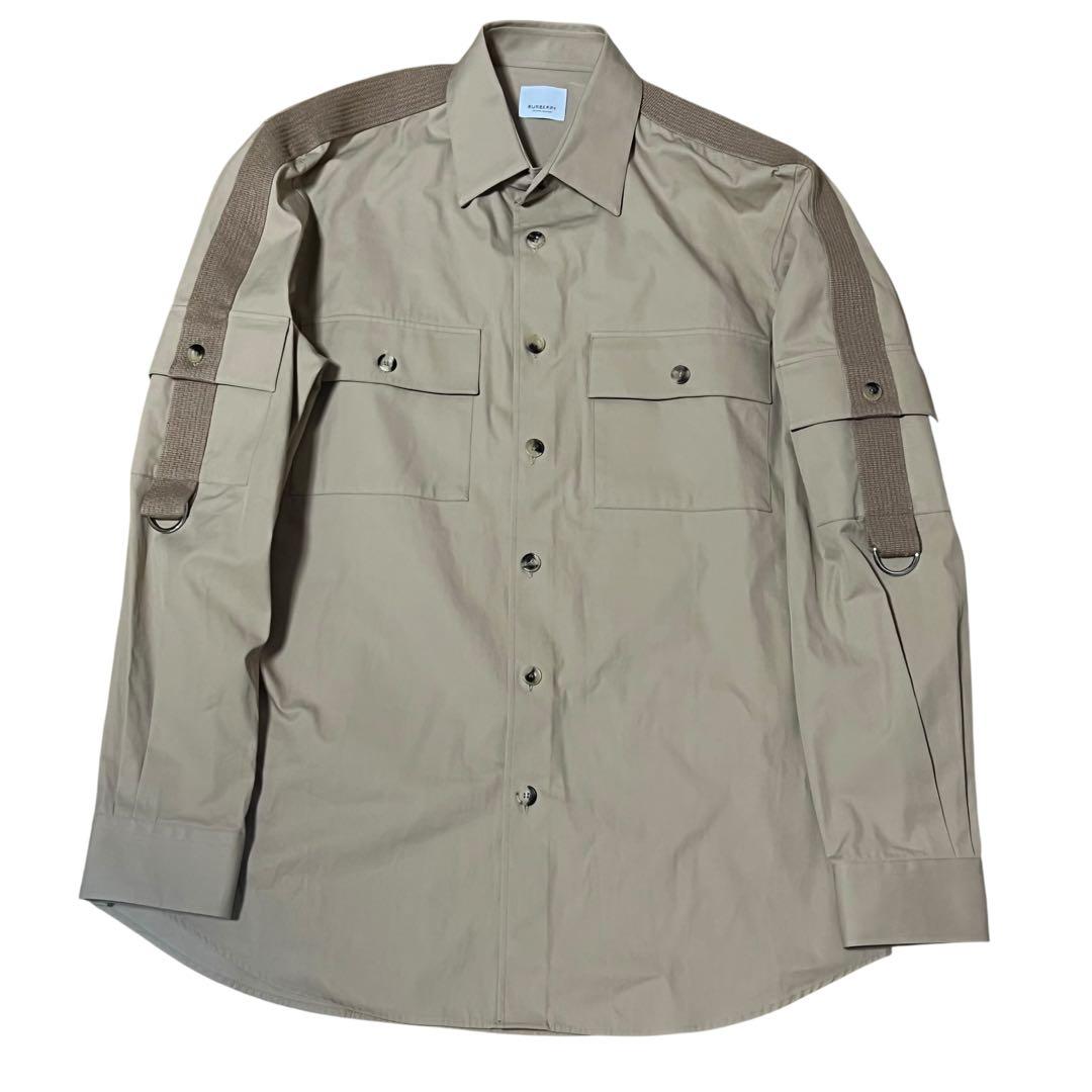 BURBERRY Military Size M Size 48 Beige Cotton Setup Shirt Pants Men's AB