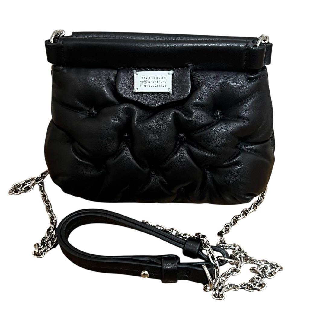 Maison Margiela Glam Slam Baby Black Silver Hardware Sheepskin SA1VL0035 Shoulder Bag Pochette Ladies SA