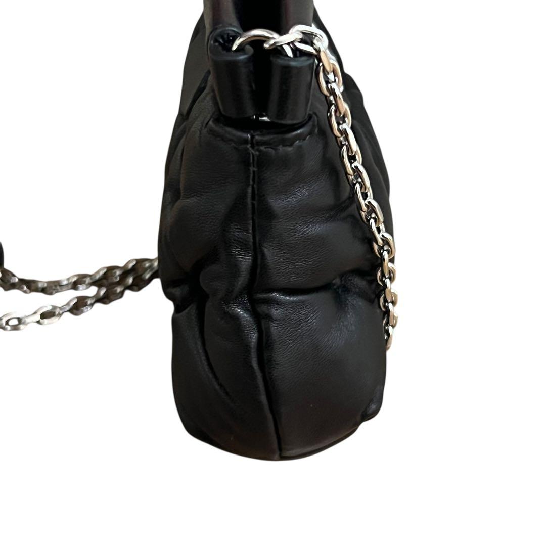 Maison Margiela Glam Slam Baby Black Silver Hardware Sheepskin SA1VL0035 Shoulder Bag Pochette Ladies SA