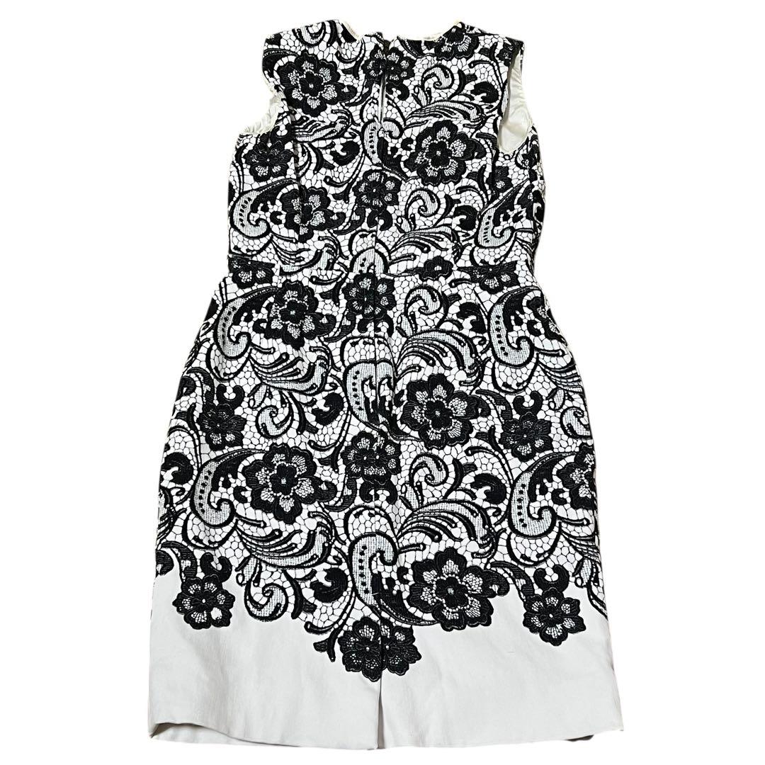 DOLCE&GABBANA Floral White Black Rayon Sleeveless Dress Ladies B