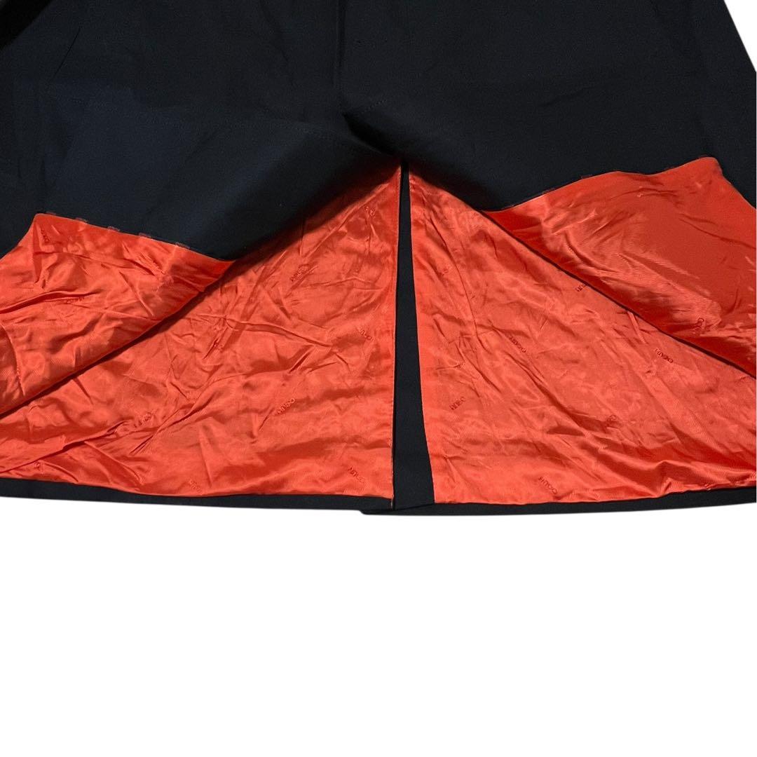 HUGO BOSS All-Over Print Belted Black Orange Cotton Single Breasted Coat Men's AB