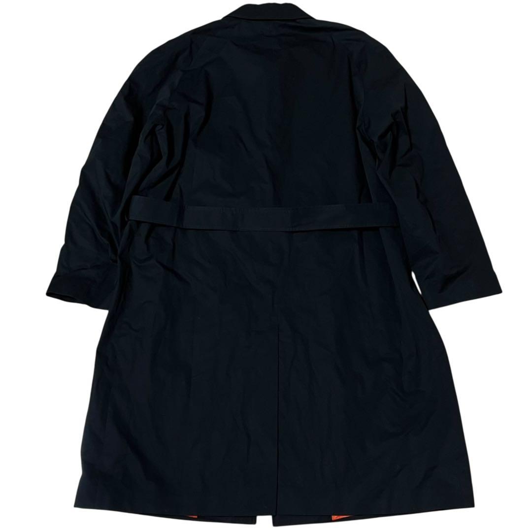 HUGO BOSS All-Over Print Belted Black Orange Cotton Single Breasted Coat Men's AB