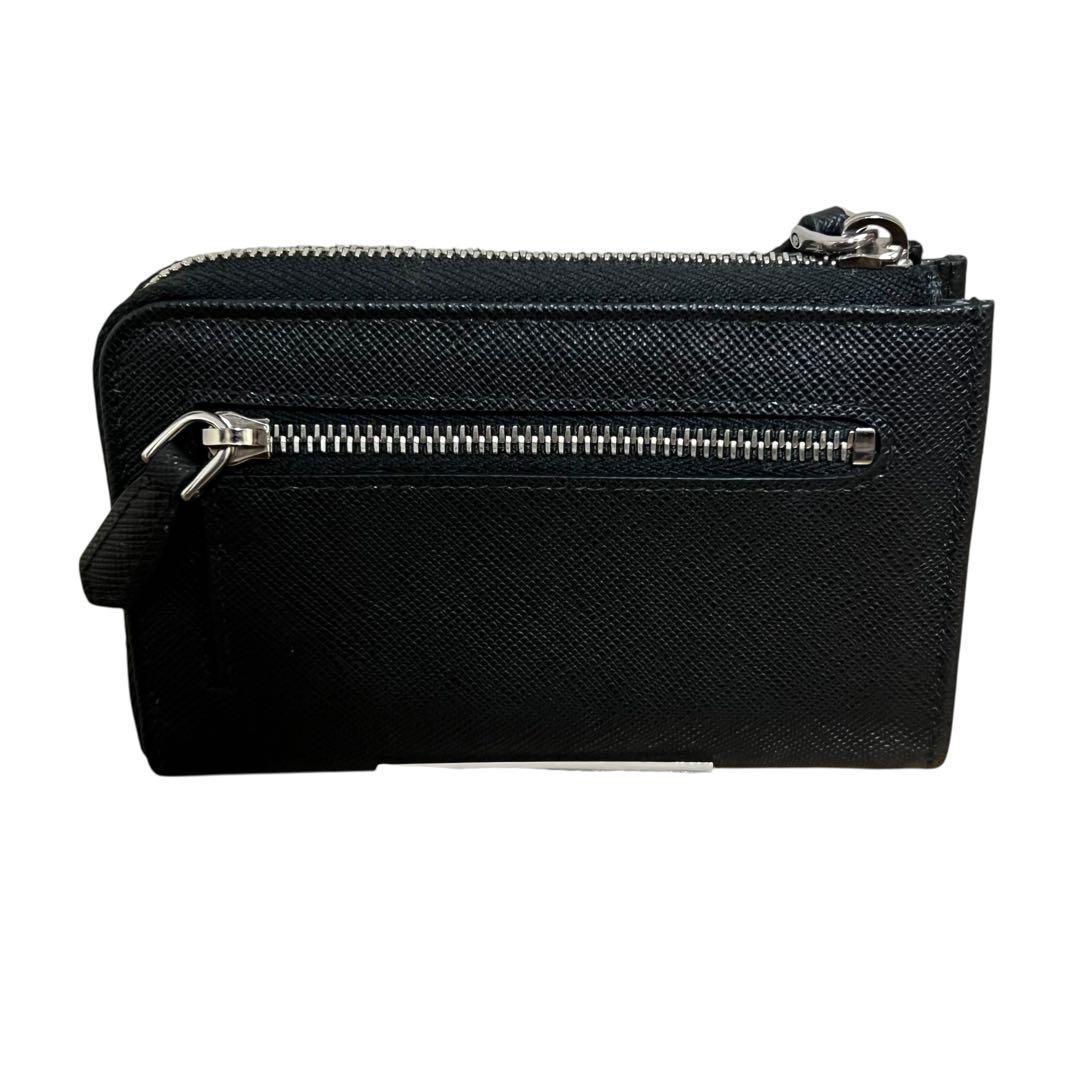 PRADA プラダ サフィアーノ 三角ロゴプレート ブラック シルバー金具 レザー コインケース 小銭入れ メンズ N