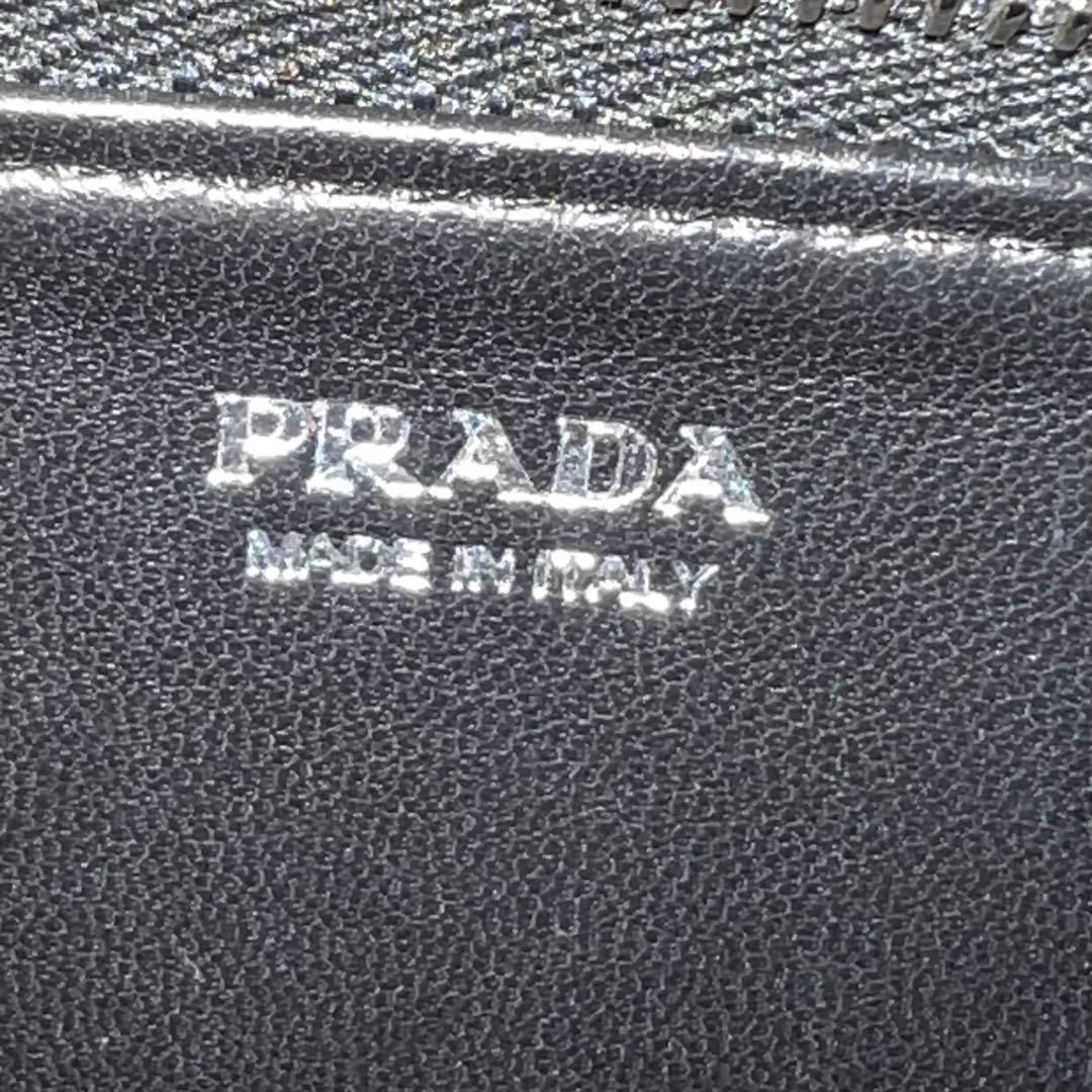 PRADA プラダ サフィアーノ 三角ロゴプレート ブラック シルバー金具 レザー コインケース 小銭入れ メンズ N