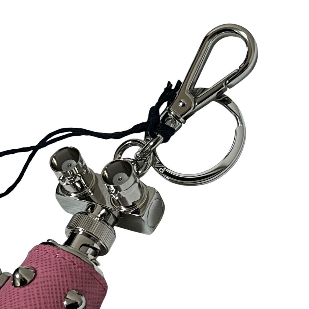 PRADA プラダ ロボット ピンク シルバー ゴールド レザー / メタル キーホルダー チャーム レディース N
