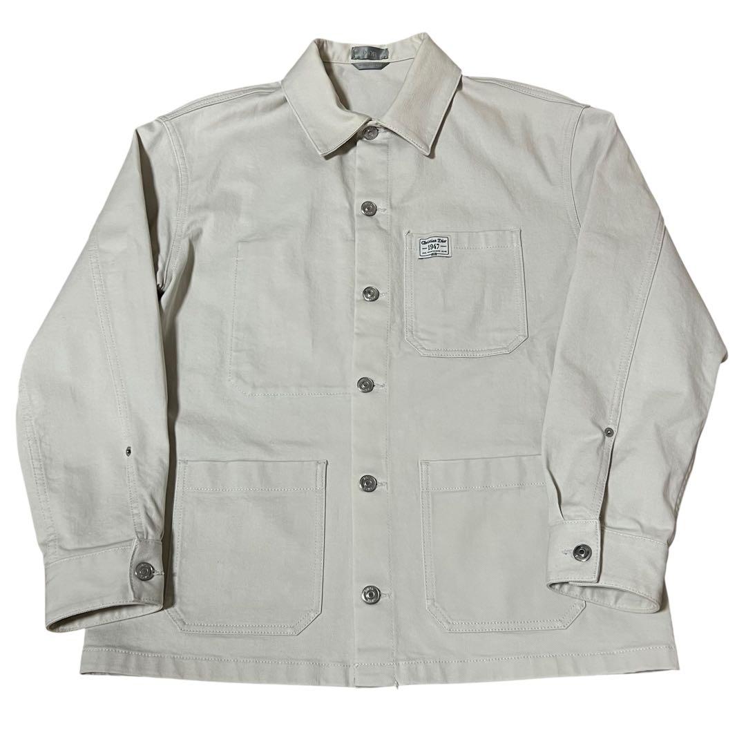 DIOR HOMME Dior Homme 1947 Back Logo White Ivory Cotton Denim Long Sleeve Shirt Men's AB
