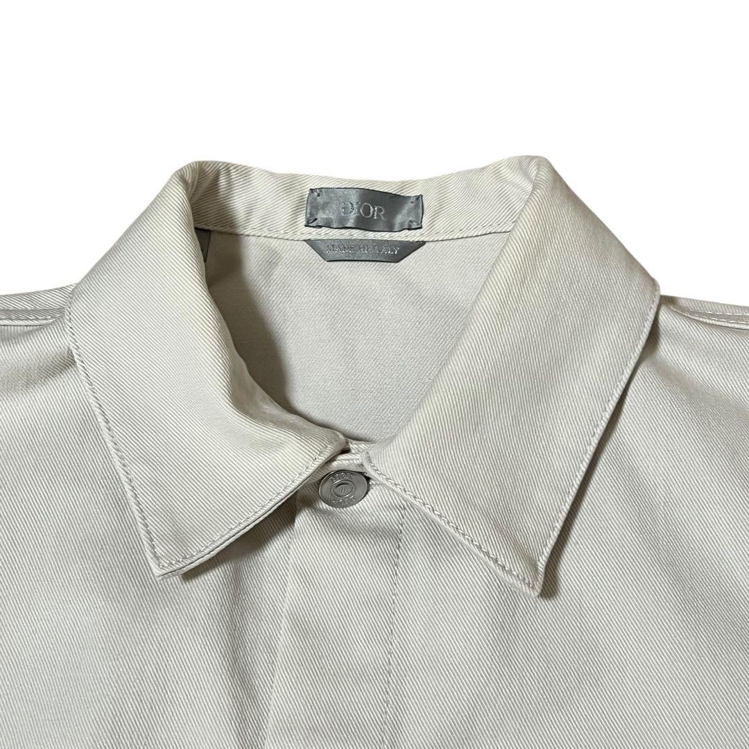 DIOR HOMME Dior Homme 1947 Back Logo White Ivory Cotton Denim Long Sleeve Shirt Men's AB